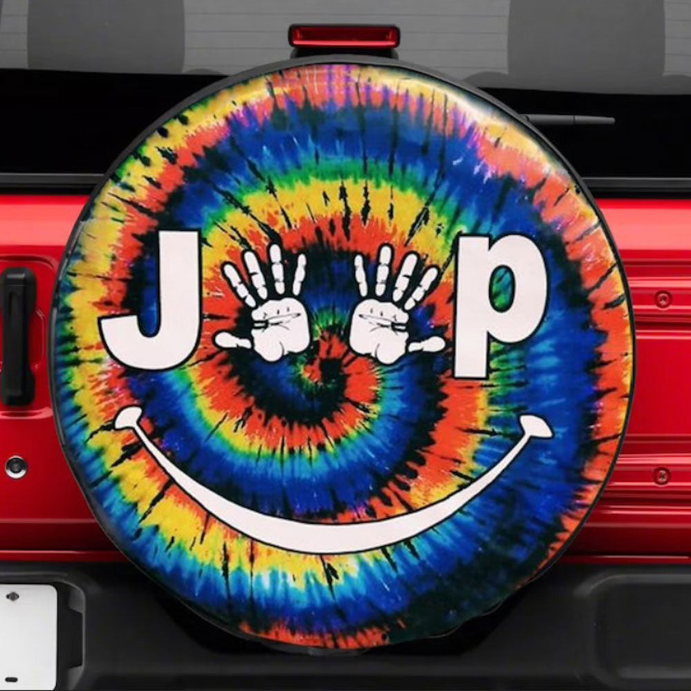 Jeep Hand Smile Tie Dye Car Spare Tire Cover