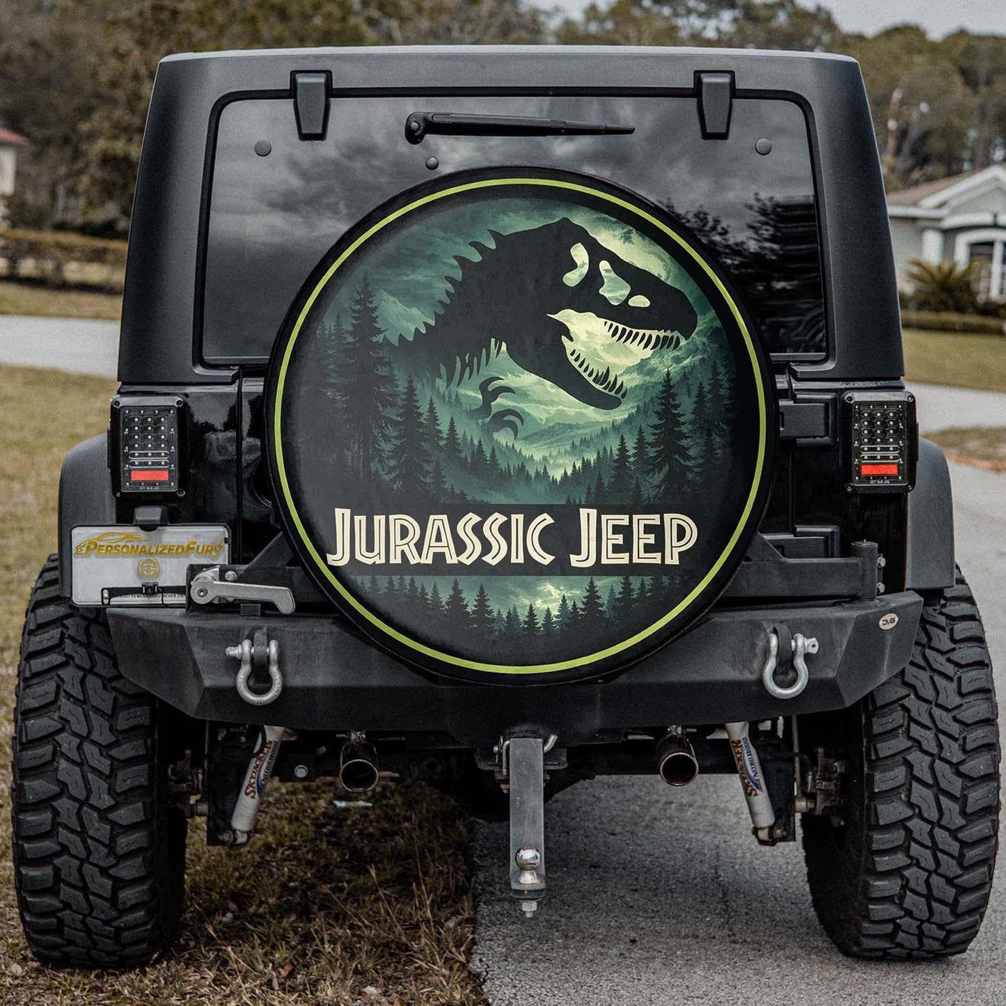 Jeep Off-Road Wheel Cover – Jurassic Park Leather Spare Tire Cover - PersonalizedFury