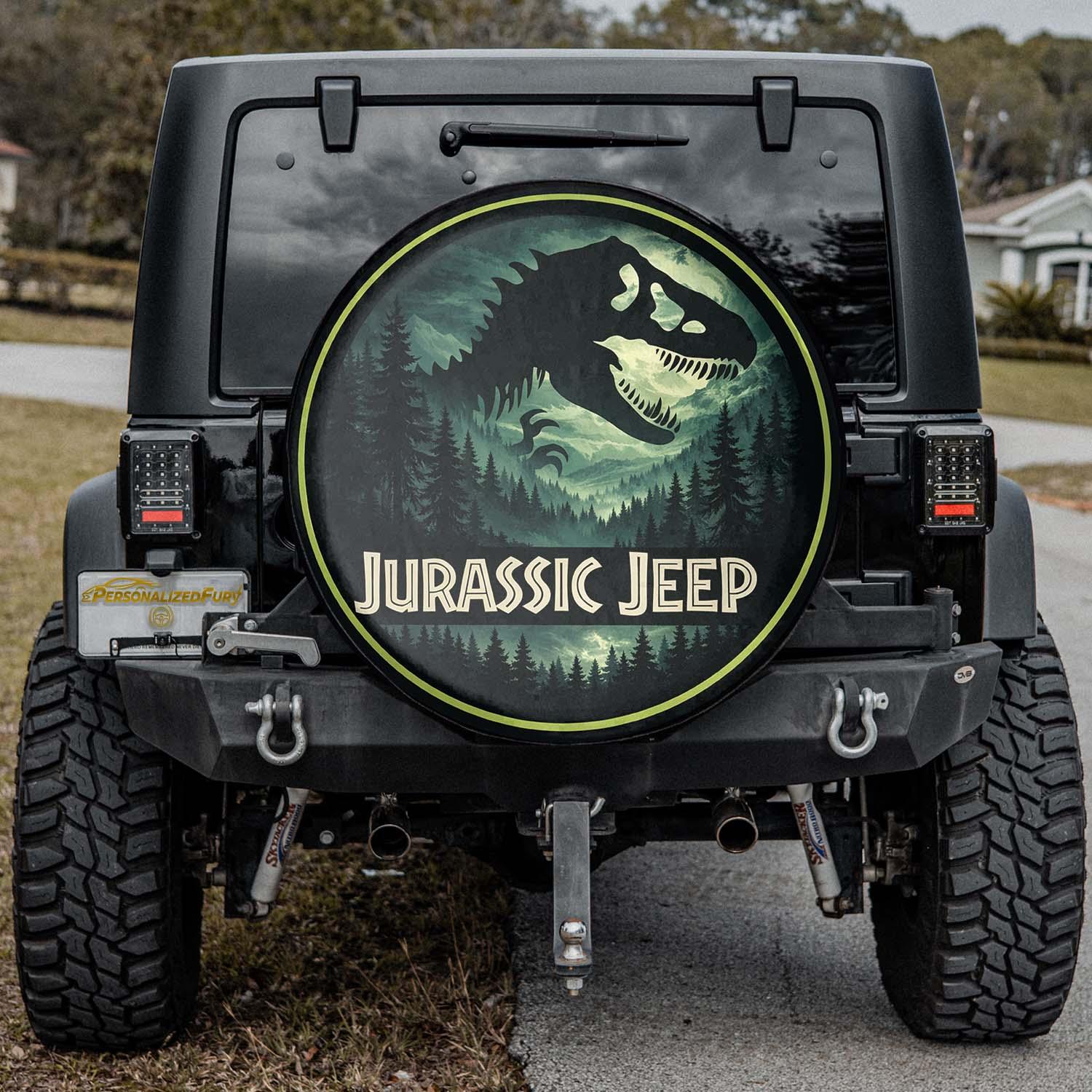 Jeep Off-Road Wheel Cover – Jurassic Park Leather Spare Tire Cover - PersonalizedFury