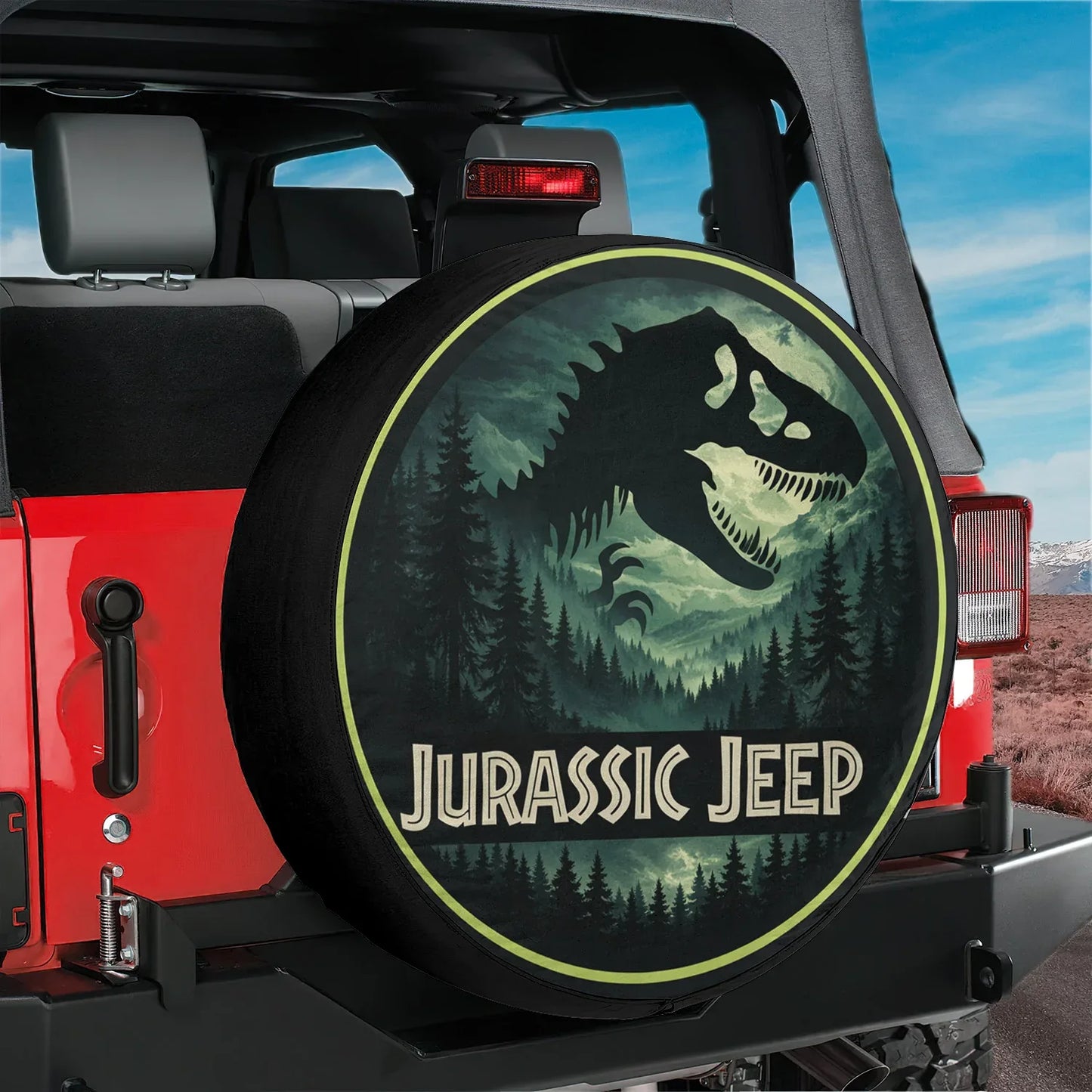 Jeep Off-Road Wheel Cover – Jurassic Park Leather Spare Tire Cover - PersonalizedFury