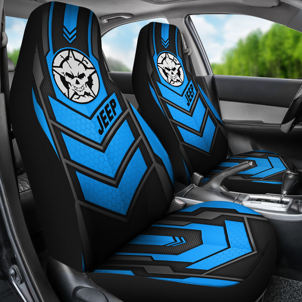 Jeep Skull Cosmos Blue Car Seat Covers Car Accessories Ci220602-14