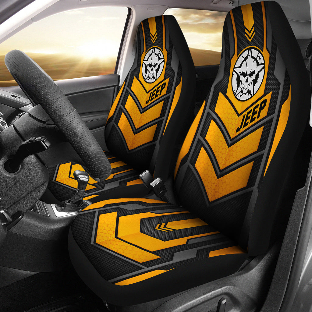 Jeep Skull Crush Orange Color Car Seat Covers Car Accessories Ci220602-11