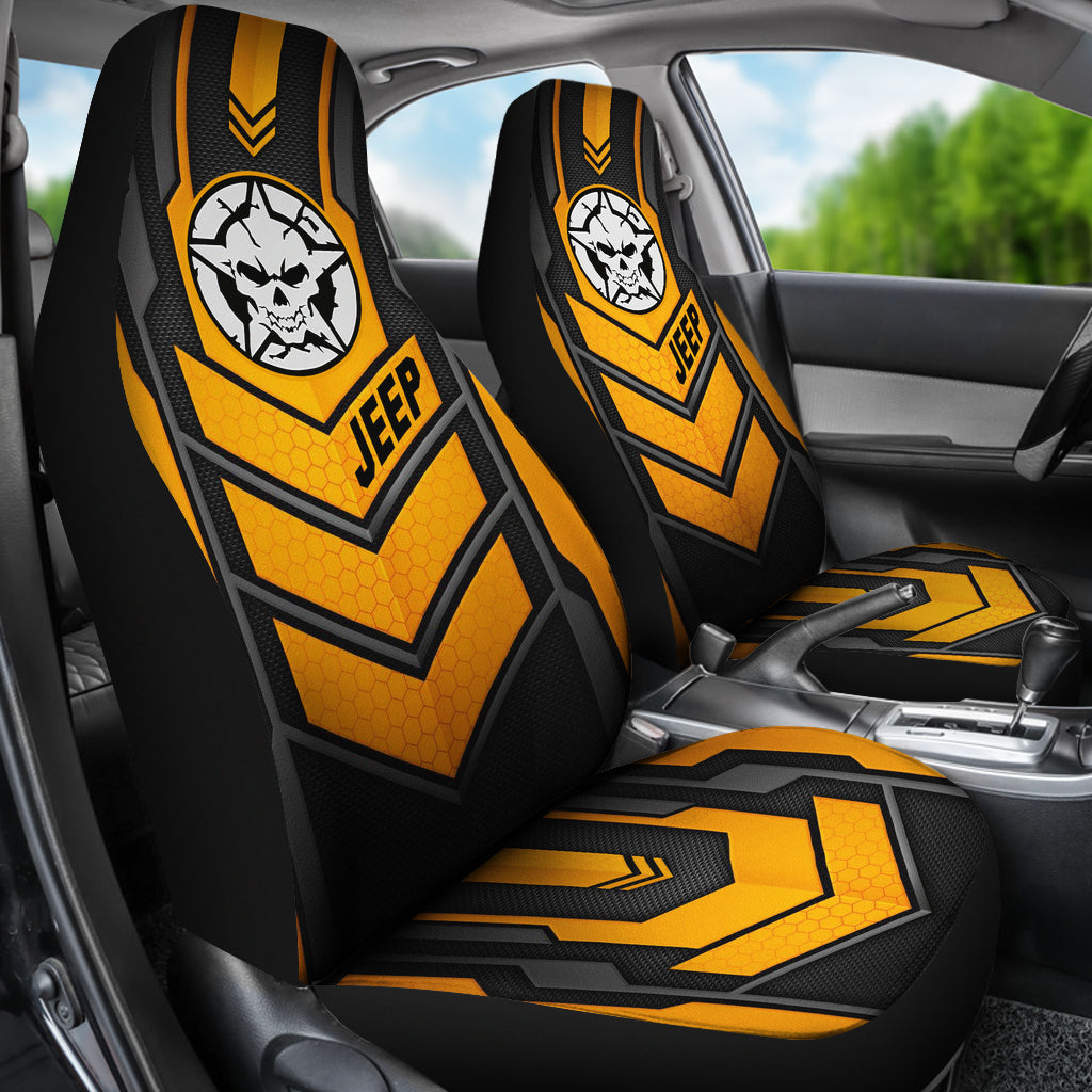 Jeep Skull Crush Orange Color Car Seat Covers Car Accessories Ci220602-11