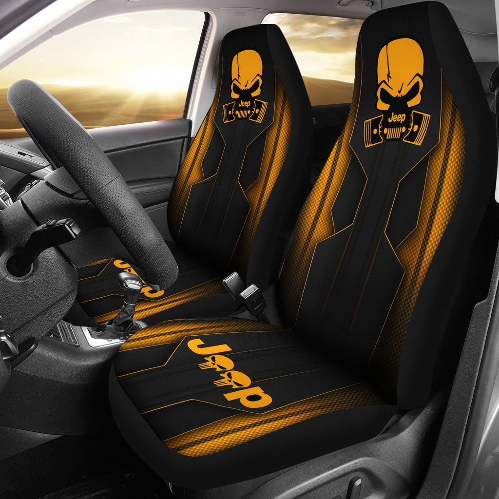 Jeep Skull Crush Orange Color Car Seat Covers Car Accessories Ci220602-03