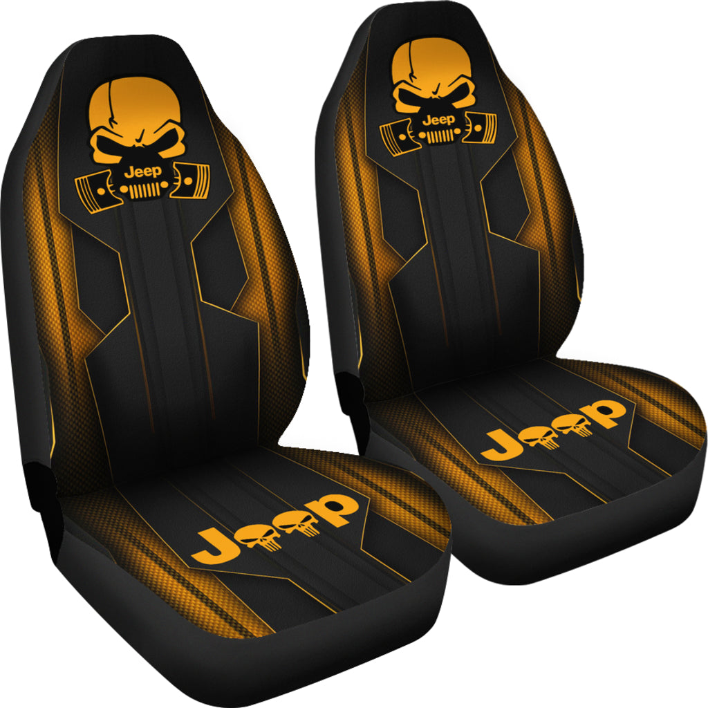 Jeep Skull Crush Orange Color Car Seat Covers Car Accessories Ci220602-03