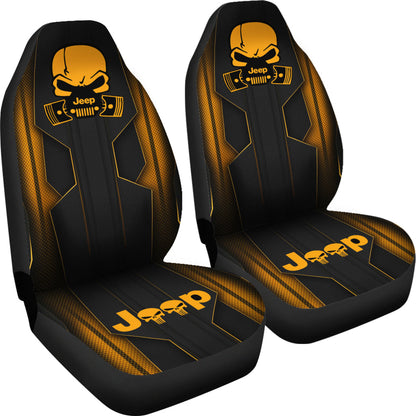 Jeep Skull Crush Orange Color Car Seat Covers Car Accessories Ci220602-03