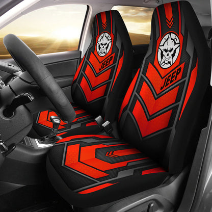 Jeep Skull Frame Red Color Car Seat Covers Car Accessories Ci220602-12