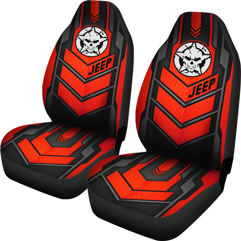 Jeep Skull Frame Red Color Car Seat Covers Car Accessories Ci220602-12
