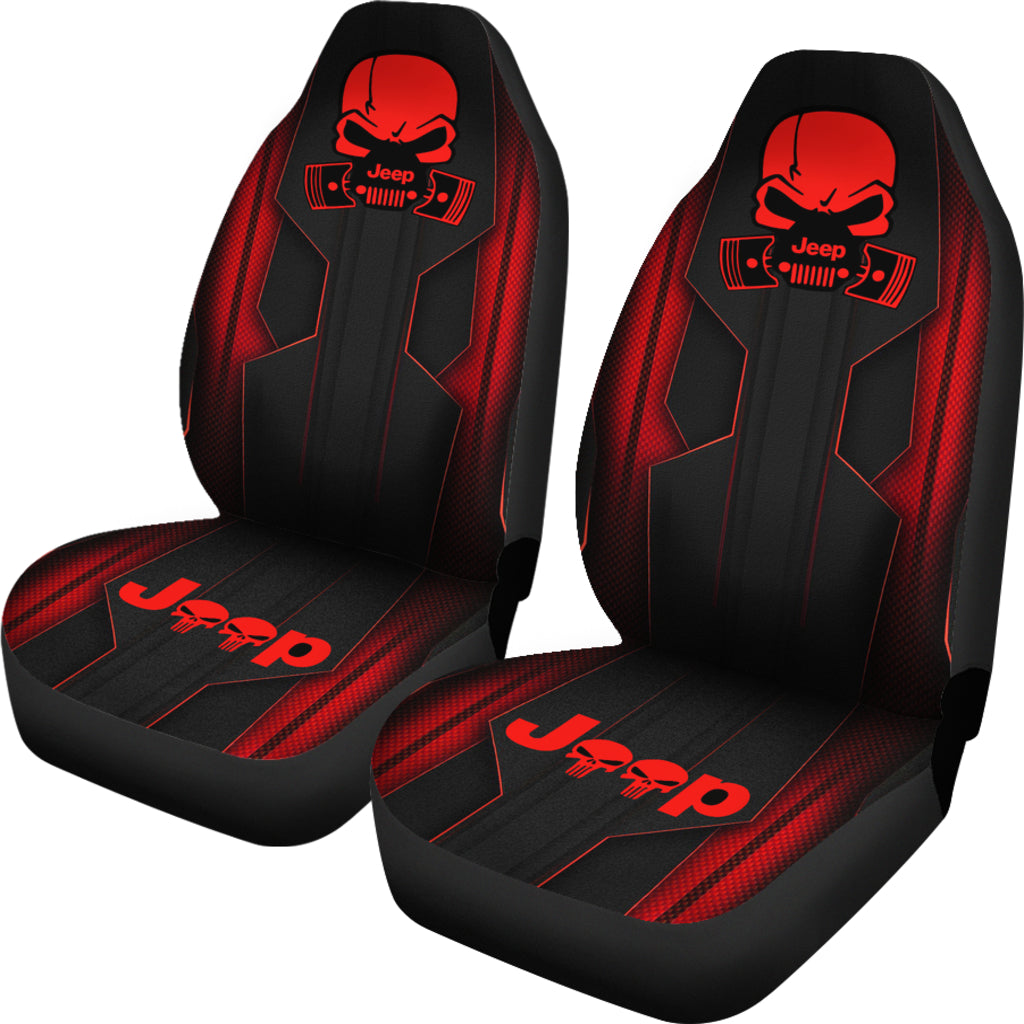 Jeep Skull Frame Red Color Car Seat Covers Car Accessories Ci220602-05