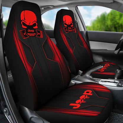 Jeep Skull Frame Red Color Car Seat Covers Car Accessories Ci220602-05