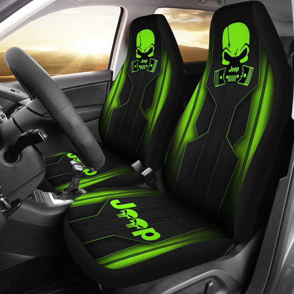 Jeep Skull Gecko Pearl Green Car Seat Covers Car Accessories Ci220602-06