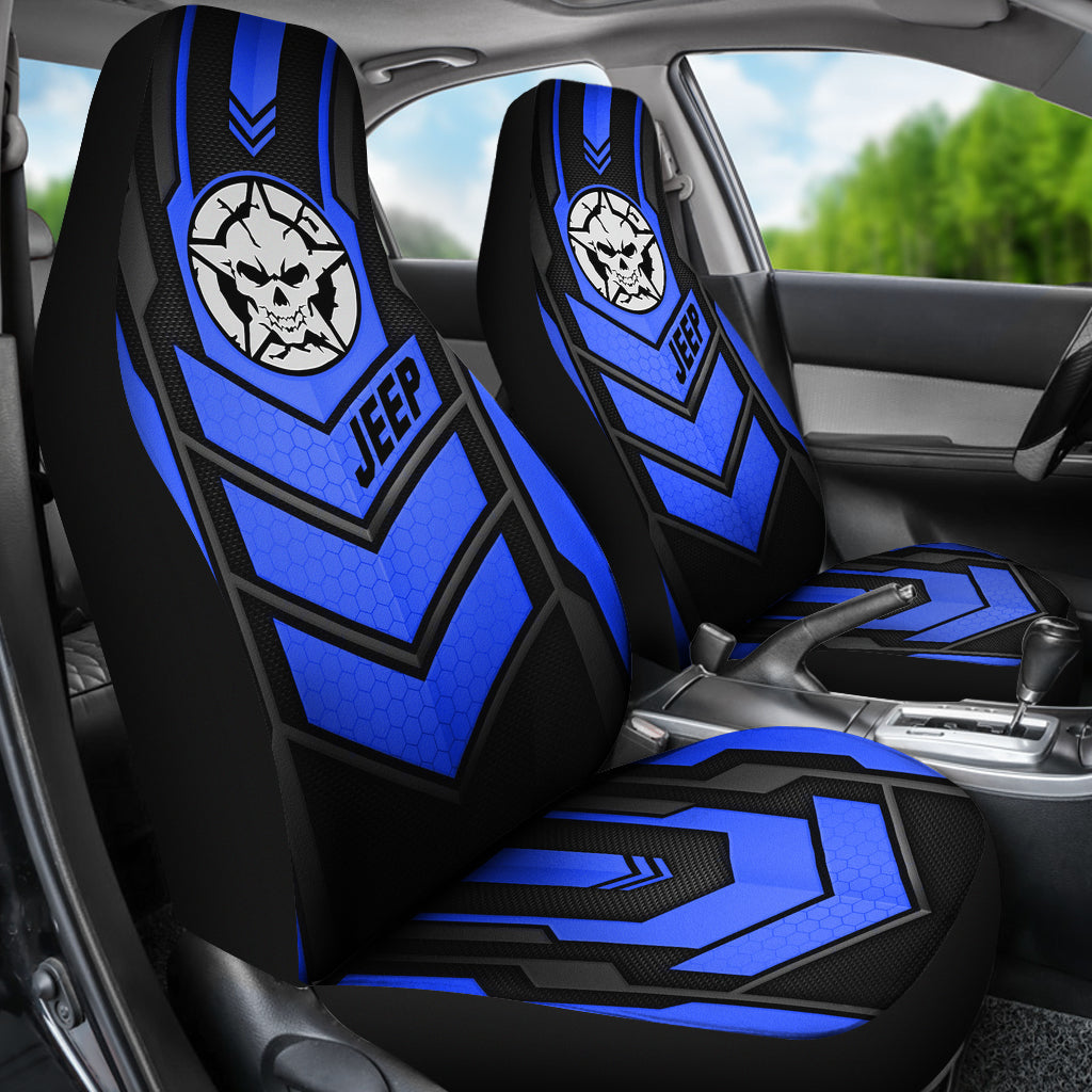 Jeep Skull Hydro Blue Color Car Seat Covers Car Accessories Ci220602-15