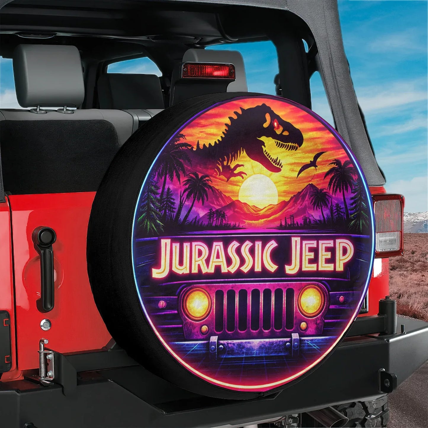 Jeep Spare Tire Cover – Jurassic Park Leather Wheel Cover - Car Accessories - PersonalizedFury