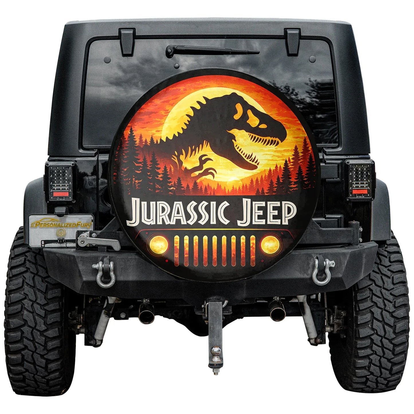 Jeep Wheel Cover Jurassic Park – Leather Spare Tire Cover - Car Accessories - PersonalizedFury
