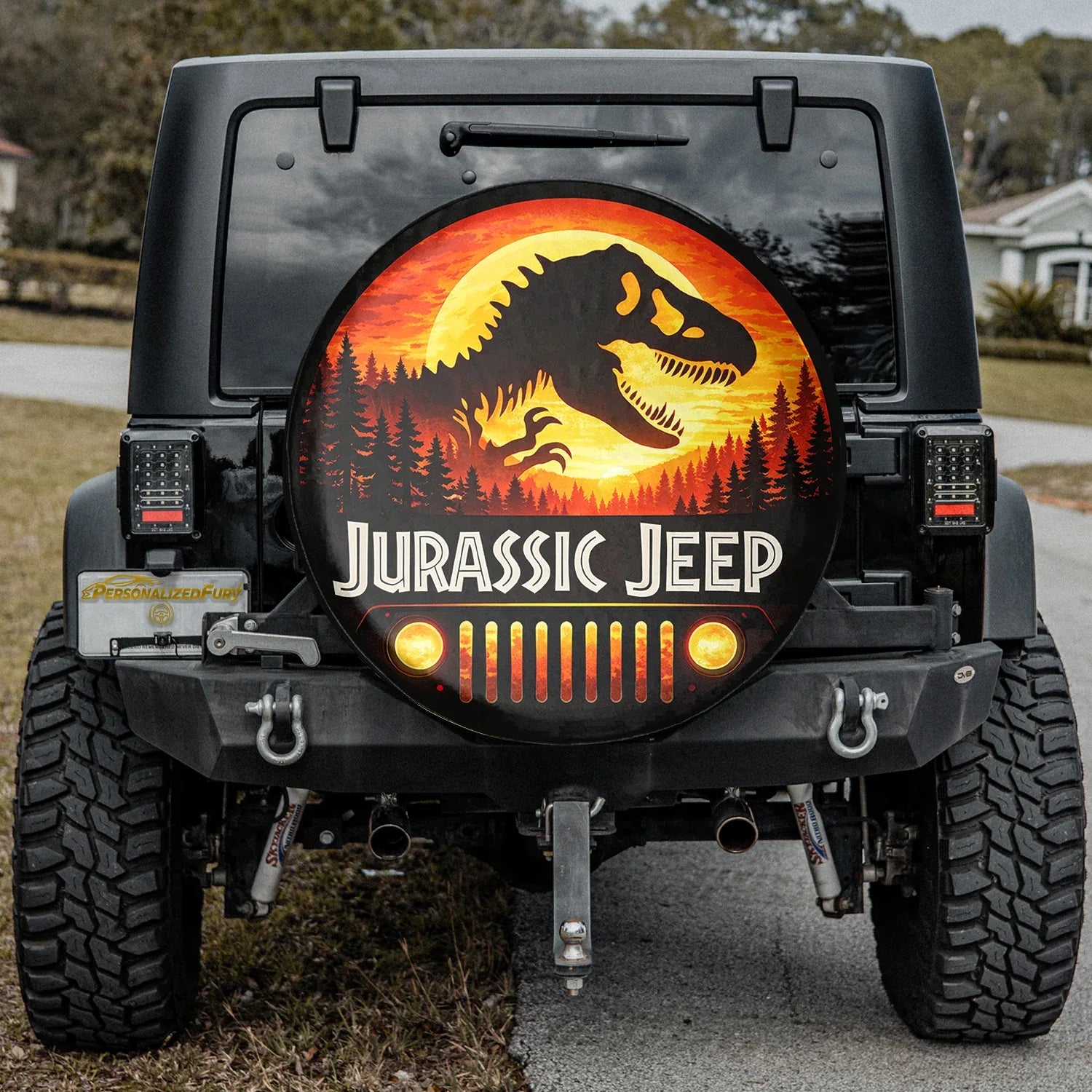 Jeep Wheel Cover Jurassic Park – Leather Spare Tire Cover - Car Accessories - PersonalizedFury