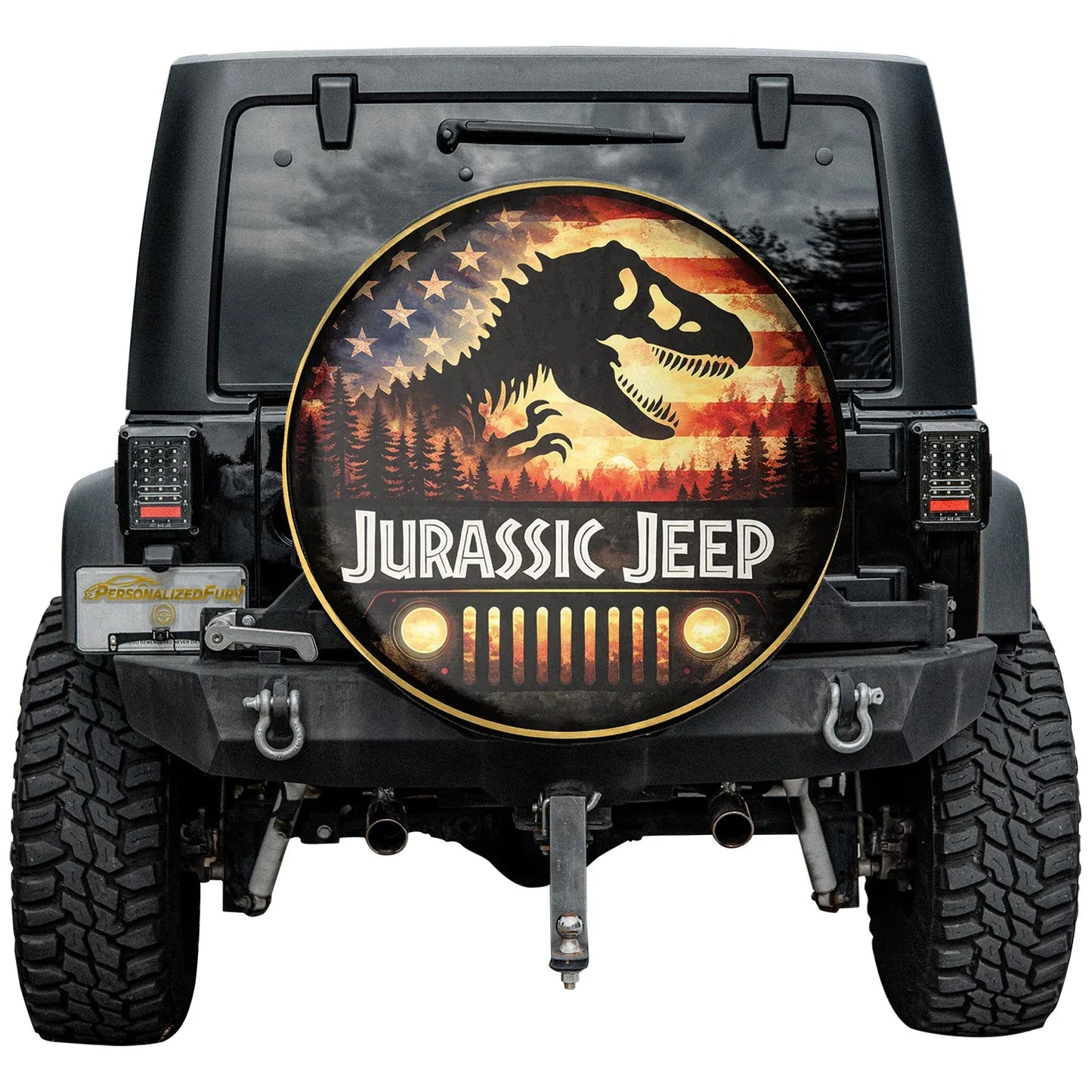Jeep Wheel Cover – Jurassic Park Leather Spare Tire Cover - PersonalizedFury