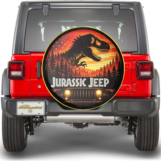 Jeep Wheel Cover Leather Spare Tire Cover – Jurassic Park Theme - PersonalizedFury