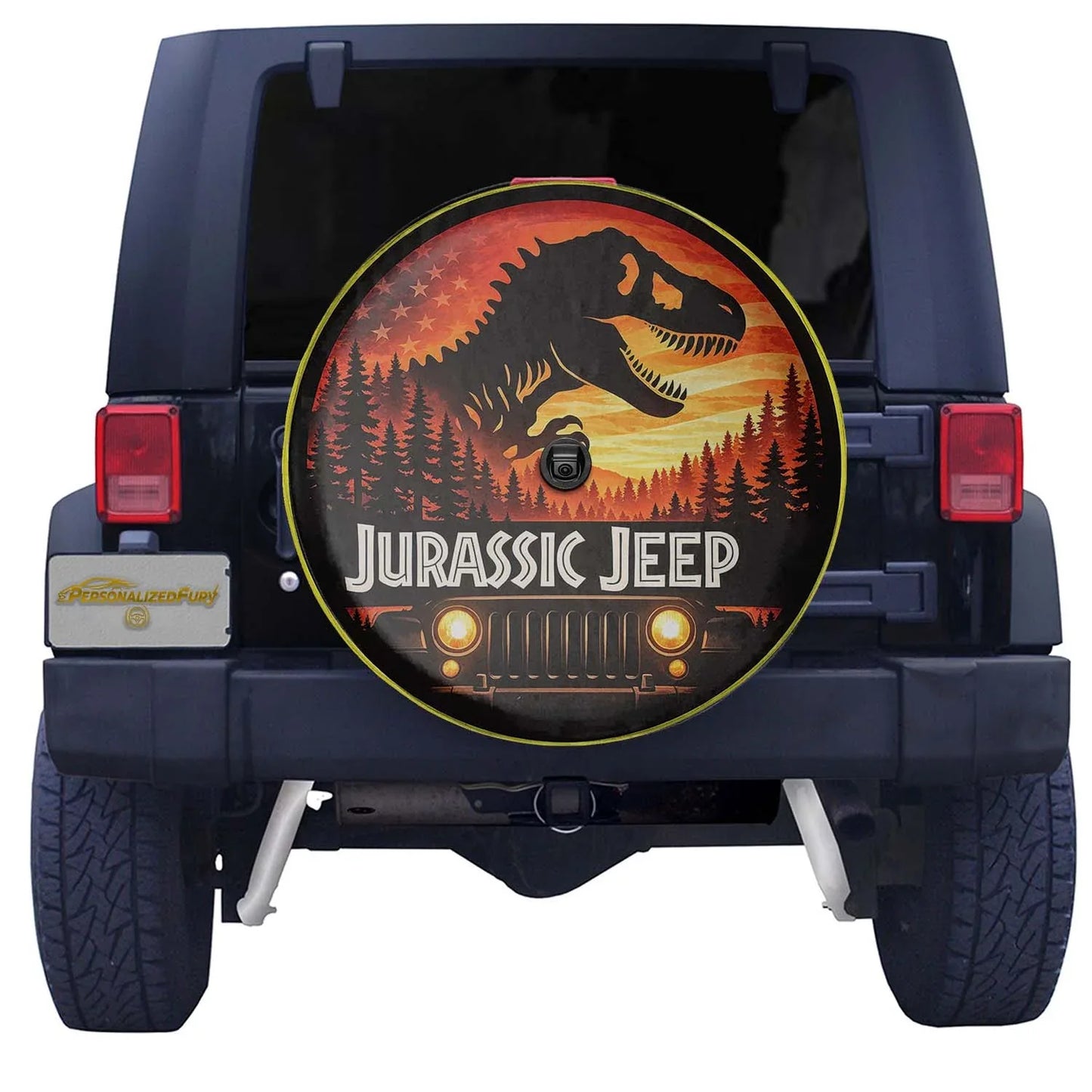 Jeep Wheel Cover Leather Spare Tire Cover – Jurassic Park Theme - PersonalizedFury