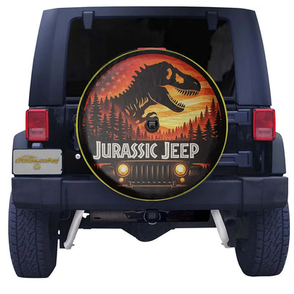 Jeep Wheel Cover Leather Spare Tire Cover – Jurassic Park Theme - PersonalizedFury
