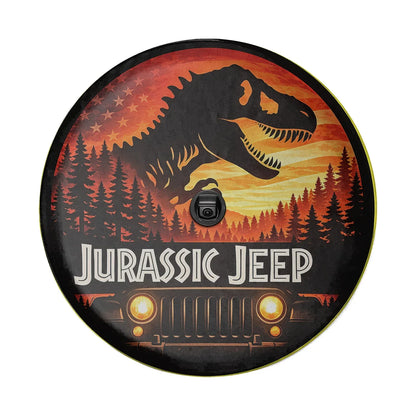 Jeep Wheel Cover Leather Spare Tire Cover – Jurassic Park Theme - PersonalizedFury