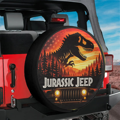 Jeep Wheel Cover Leather Spare Tire Cover – Jurassic Park Theme - PersonalizedFury