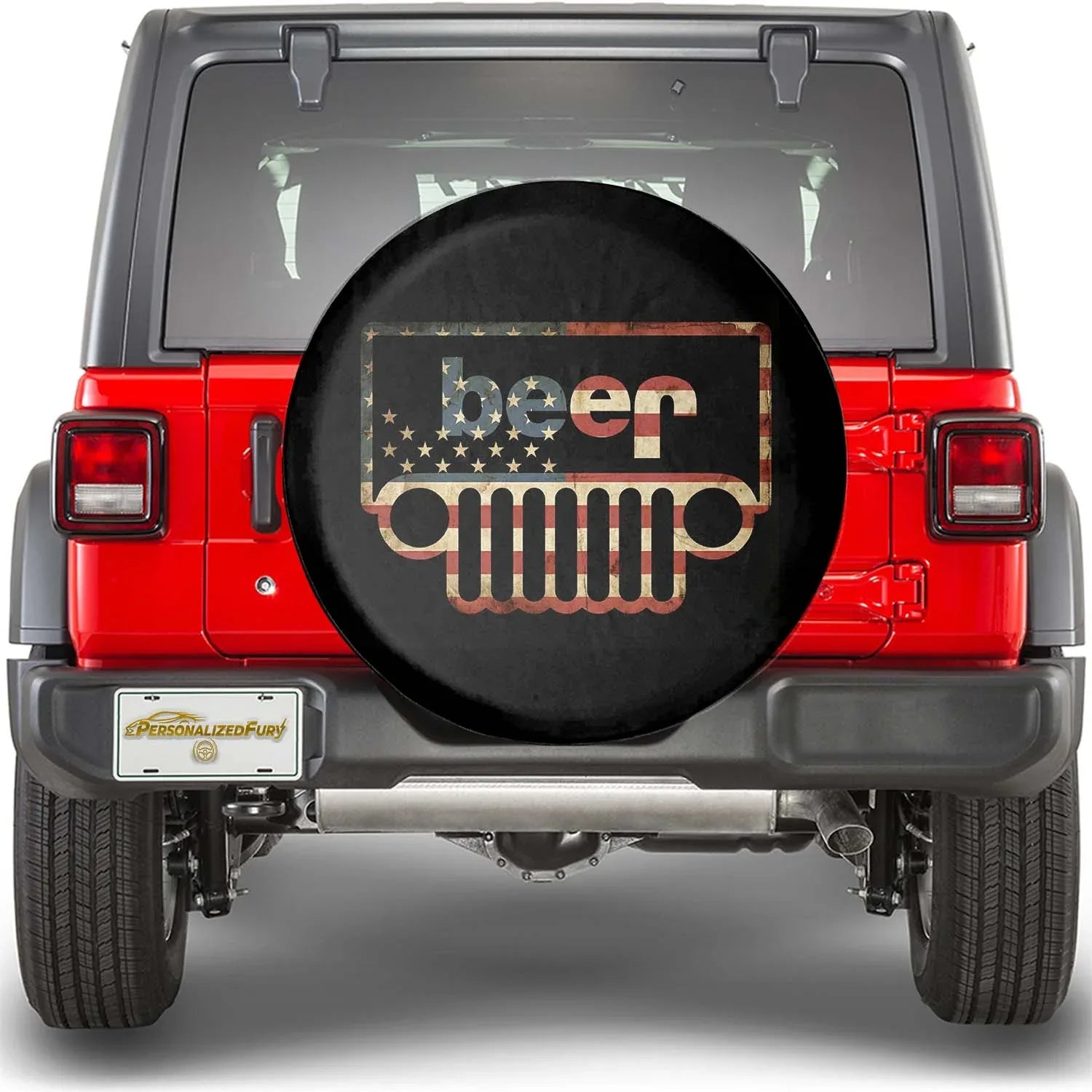Jeep Beer Square Tire Cover Accessories – USA Flag Design - PersonalizedFury