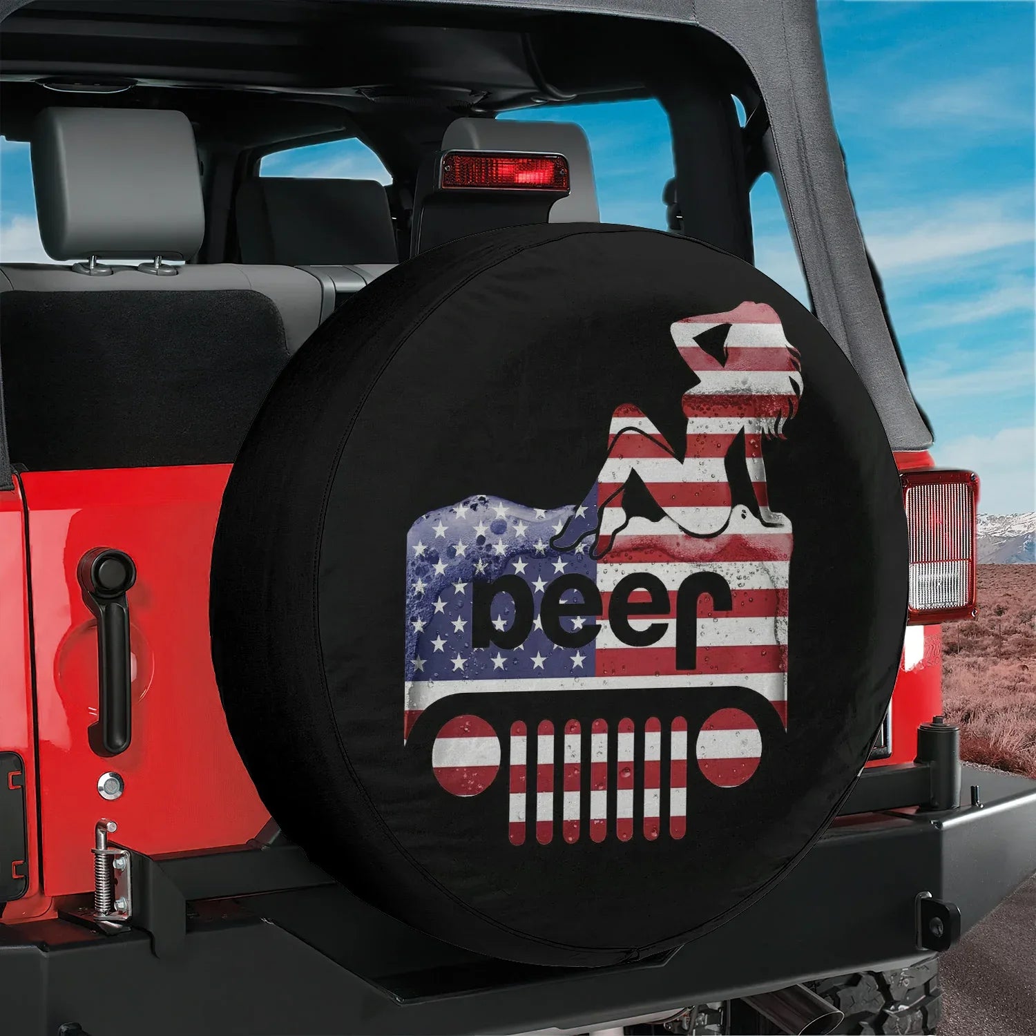 Jeep Beer Square Tire Cover – Funny Jeep Usa Flag Accessories - PersonalizedFury
