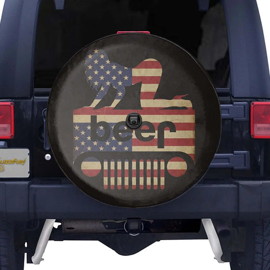 Jeep Beer Square Tire Cover – Funny Sexy Girl Jeep Usa Flag Accessories - PersonalizedFury