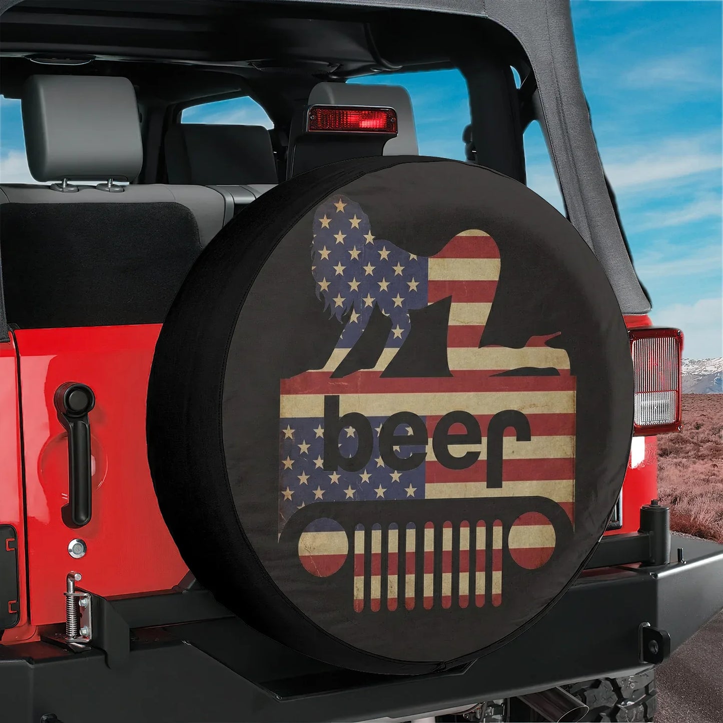 Jeep Beer Square Tire Cover – Funny Sexy Girl Jeep Usa Flag Accessories - PersonalizedFury