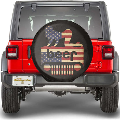 Jeep Beer Square Tire Cover – Funny Sexy Girl Jeep Usa Flag Accessories - PersonalizedFury