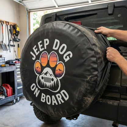 Jeep Dog On Board Spare Tire Cover - Jeep Leather Wheel Cover - Car Accessories