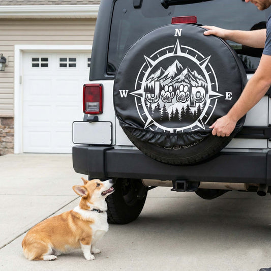 Jeep Dog Paw Compass Leather Spare Tire Cover – Adventure Style
