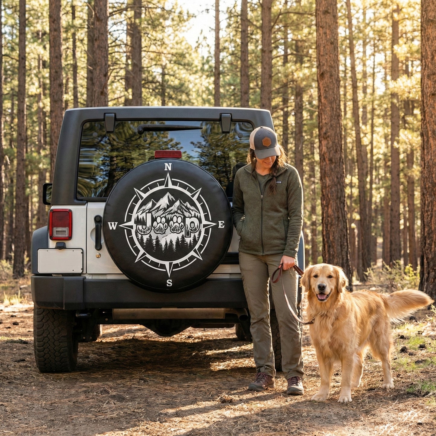 Jeep Dog Paw Compass Leather Spare Tire Cover – Adventure Style