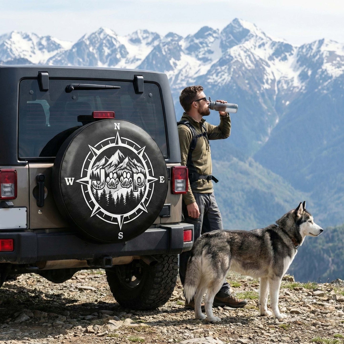 Jeep Dog Paw Compass Leather Spare Tire Cover – Adventure Style