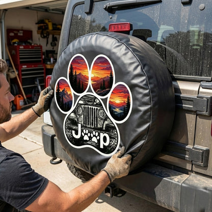 Jeep Dog Paw Leather Spare Tire Cover - Jeep Wheel Cover