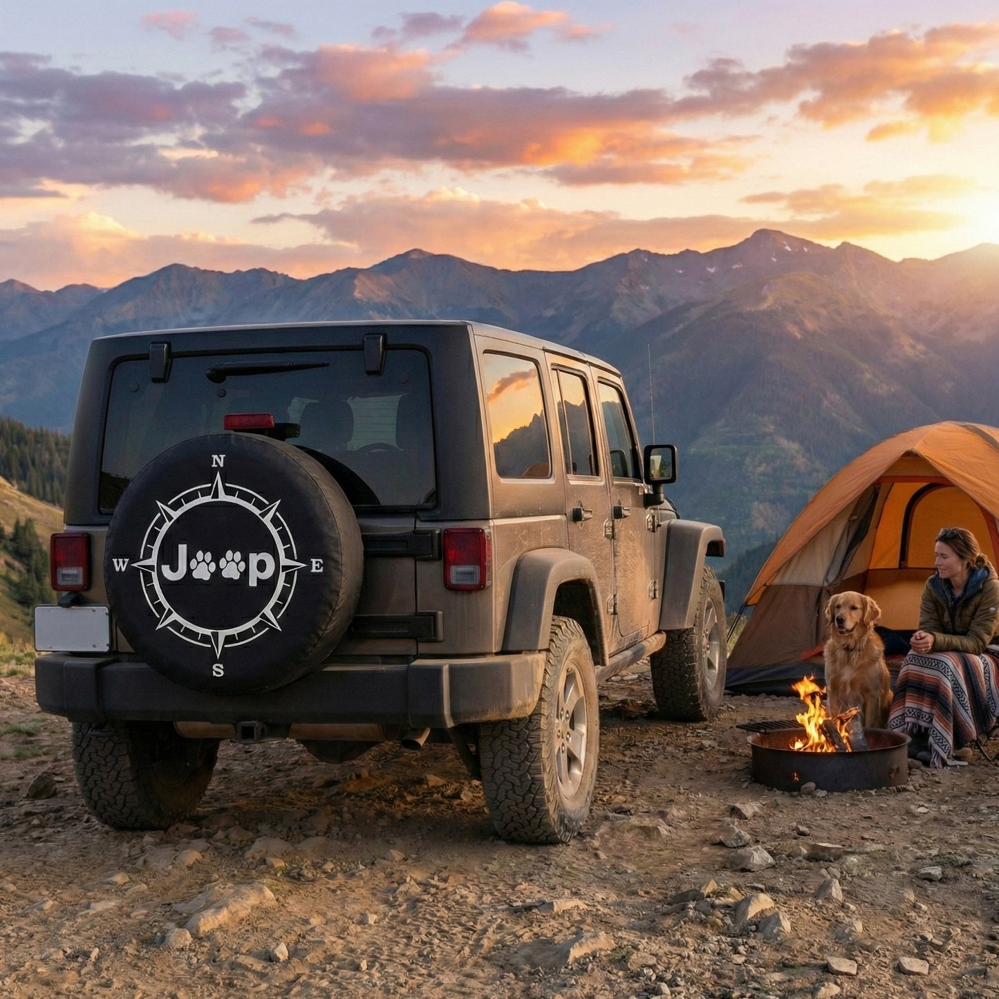 Jeep Dog Paw Spare Tire Cover – Compass Style for Dog Lovers