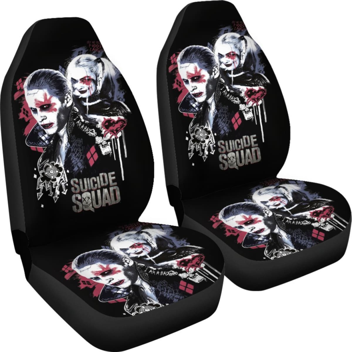 Joker And Harley Quinn Car Seat Covers Movie Fan Gift H031020 Universal Fit 225311