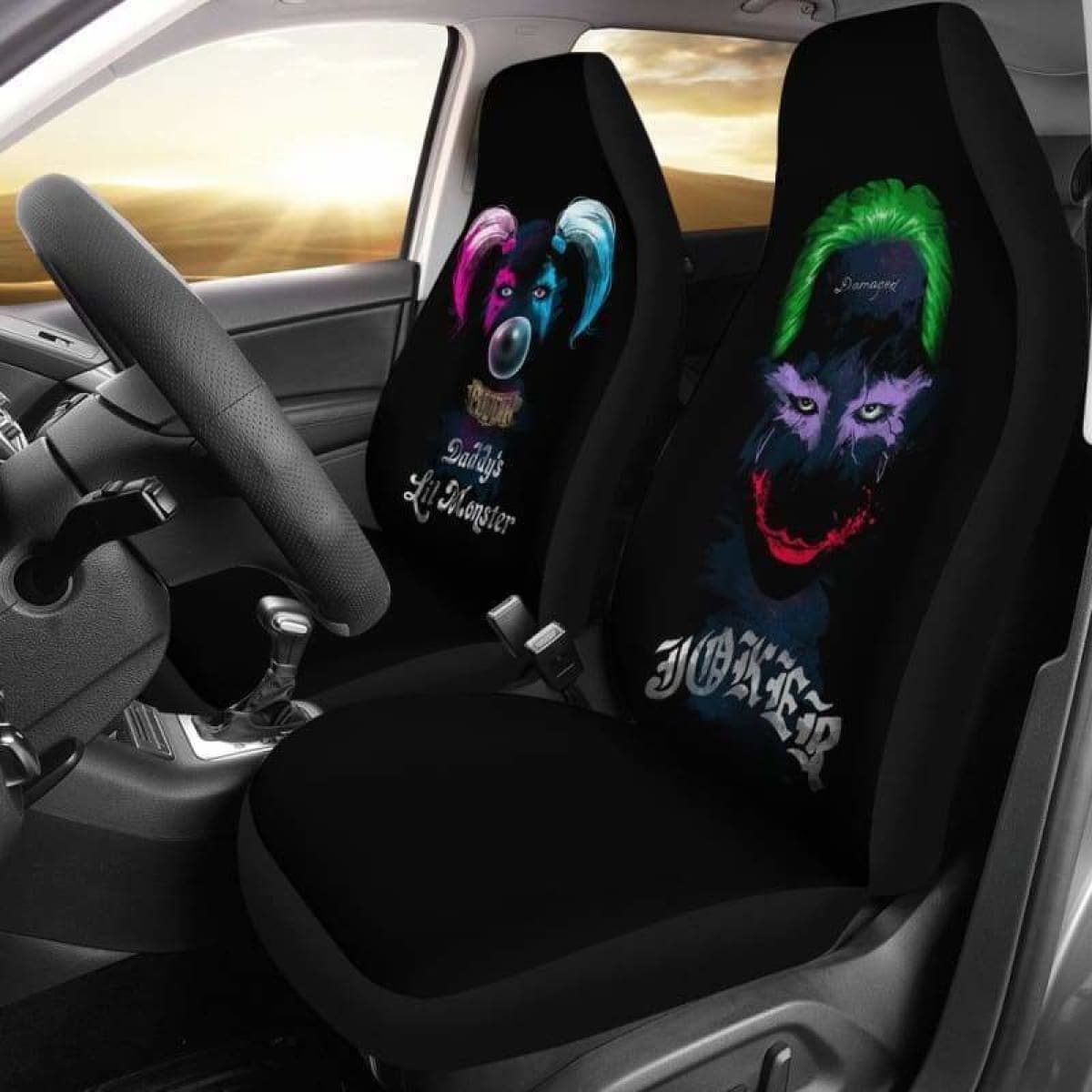 Joker And Harley Quinn Car Seat Covers Universal Fit 051312