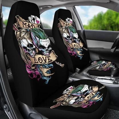 Joker And Harley Quinn Skull Car Seat Covers Movie Fan Gift H031020 Universal Fit 225311