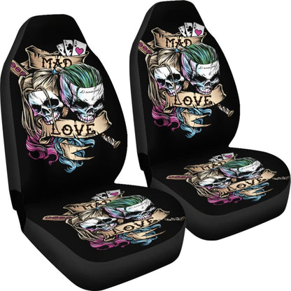 Joker And Harley Quinn Skull Car Seat Covers Movie Fan Gift H031020 Universal Fit 225311