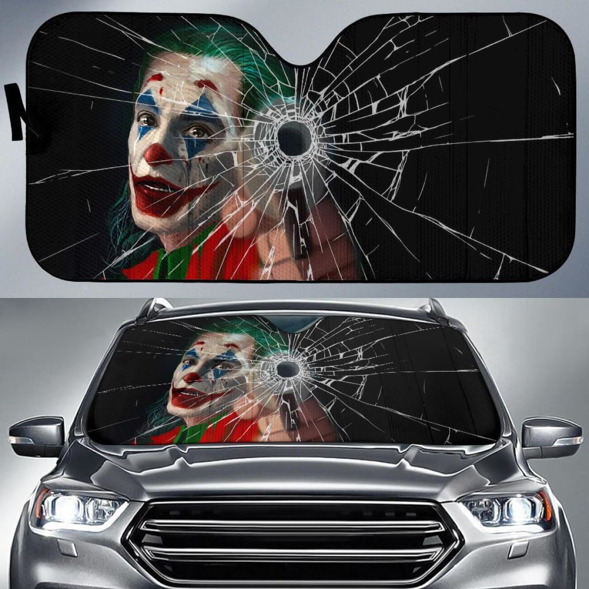 Joker Car Auto Sun Shade Broken Windshield Funny Gift Universal Fit 174503