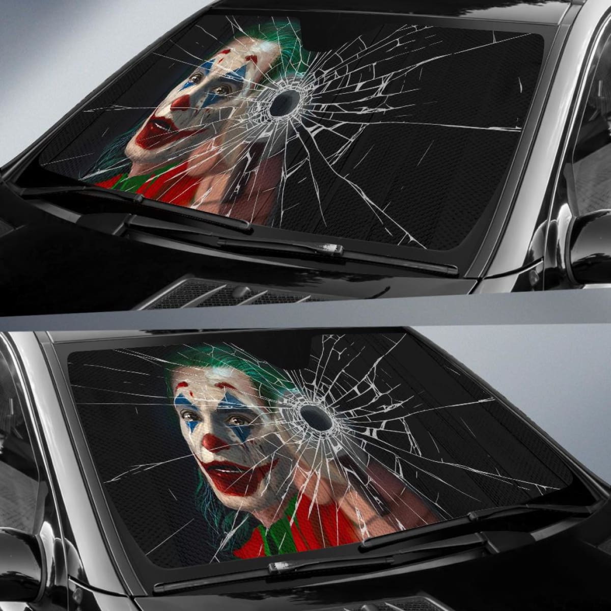 Joker Car Auto Sun Shade Broken Windshield Funny Gift Universal Fit 174503