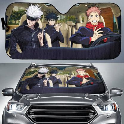Jujutsu Kaisen Anime Team Driving Gojo Car Auto Sun Shades Windshield Accessories Decor Gift