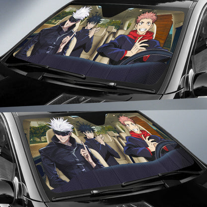 Jujutsu Kaisen Anime Team Driving Gojo Car Auto Sun Shades Windshield Accessories Decor Gift