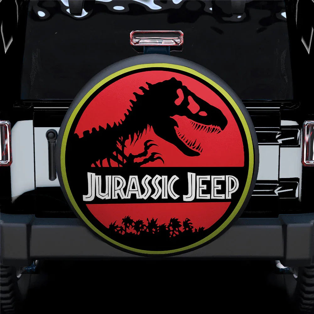 Jurassic Jeep Dinosaur T-rex Car Leather Spare Tire Cover - PersonalizedFury