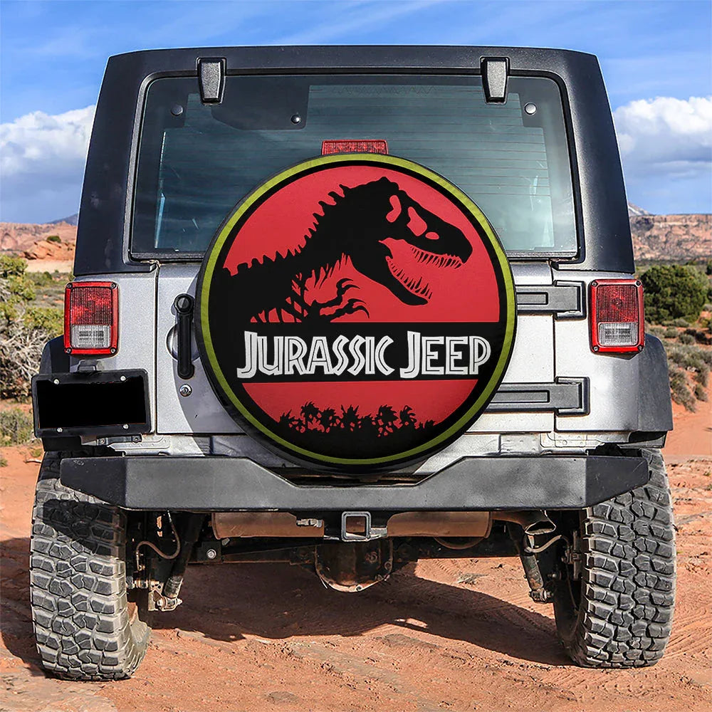 Jurassic Jeep Dinosaur T-rex Car Leather Spare Tire Cover - PersonalizedFury