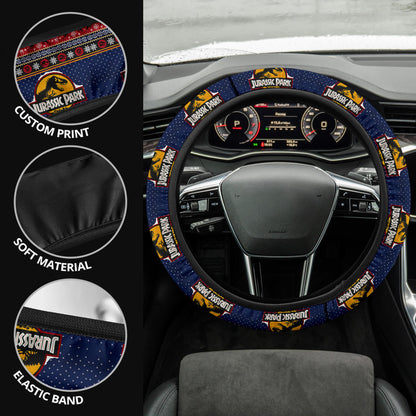 Jurassic Park Christmas Premium Custom Car Steering Wheel Cover
