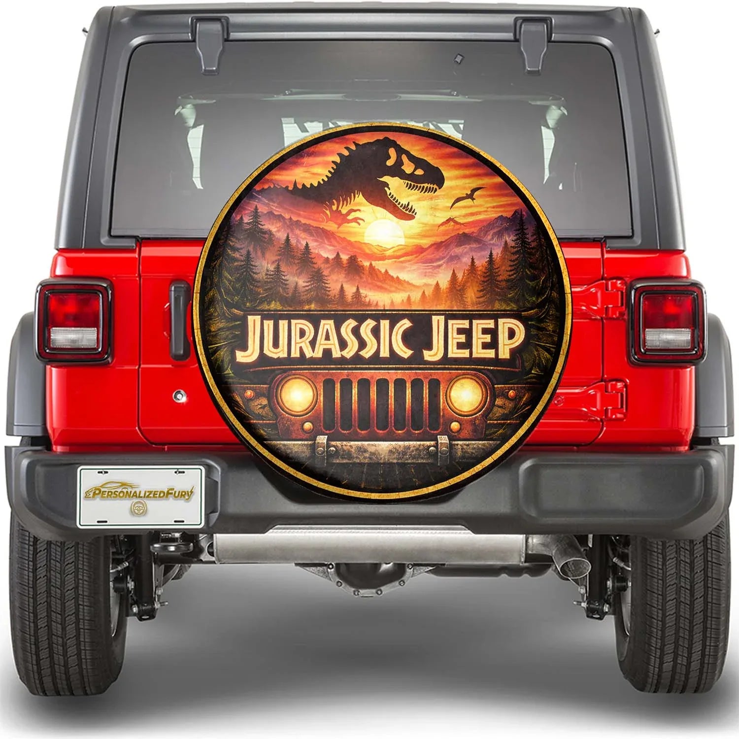 Jurassic Park Jeep Leather Wheel Cover – Spare Tire Cover - Car Accessories - PersonalizedFury