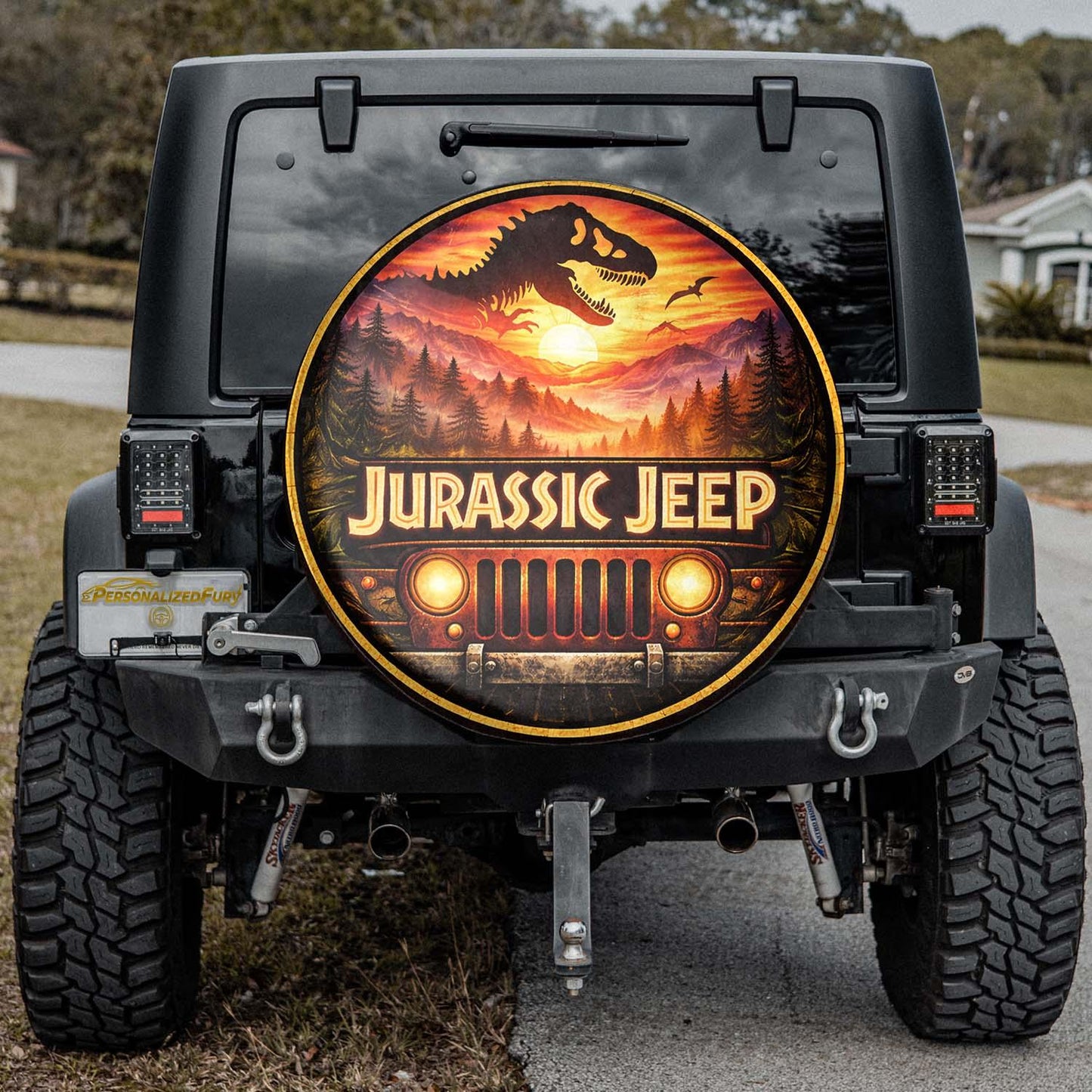 Jurassic Park Jeep Leather Wheel Cover – Spare Tire Cover - Car Accessories - PersonalizedFury