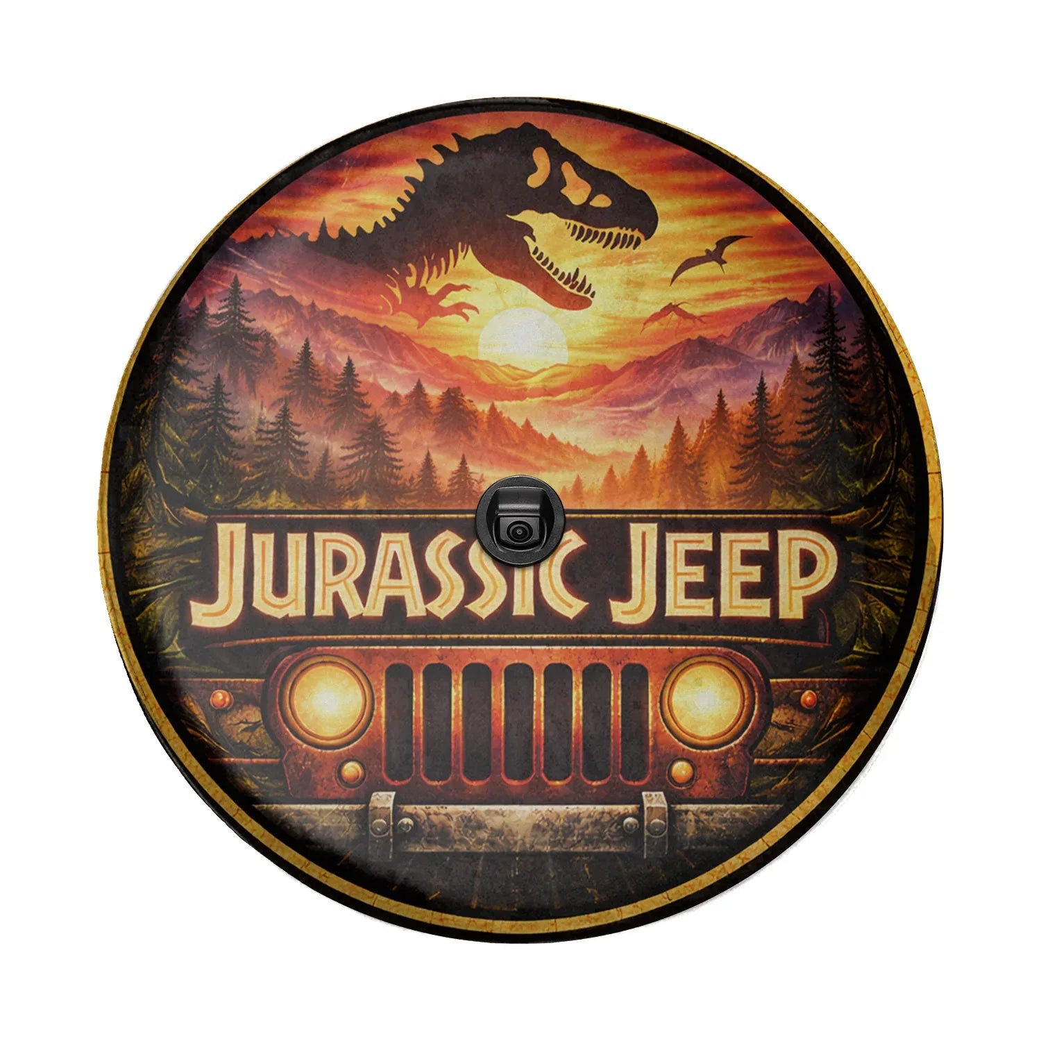 Jurassic Park Jeep Leather Wheel Cover – Spare Tire Cover - Car Accessories - PersonalizedFury